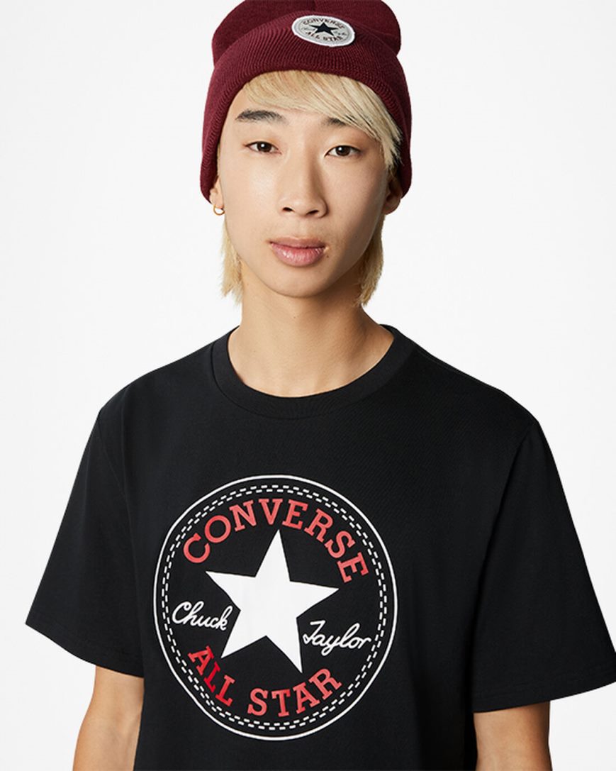 Women's Converse Go-To All Star Patch Standard Fit T-Shirts Black | AU 318E5D